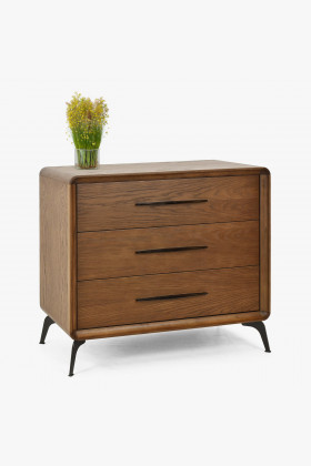 3 Schubladenkommode Eichenholz Nussbaumfarben modern Lissabon