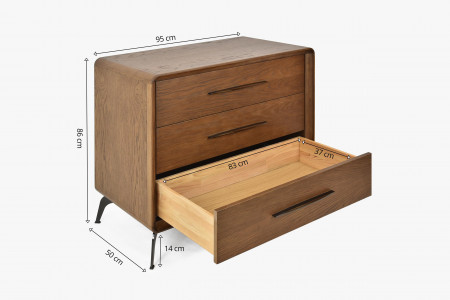 3 zásuvková komoda v barvě ořech, Lisabon , Komody- 6