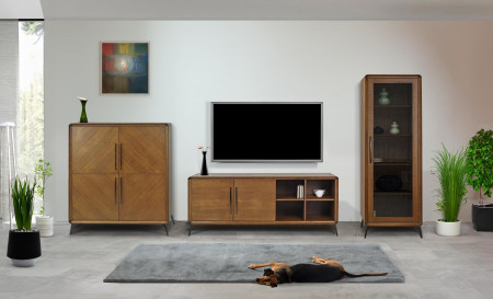 Jednodveřová vitrina Lisabon barva ořech , Vitríny- 8