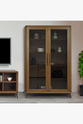 Dvojdverová vitrina Lisabon barva ořech , Vitríny- 1 2