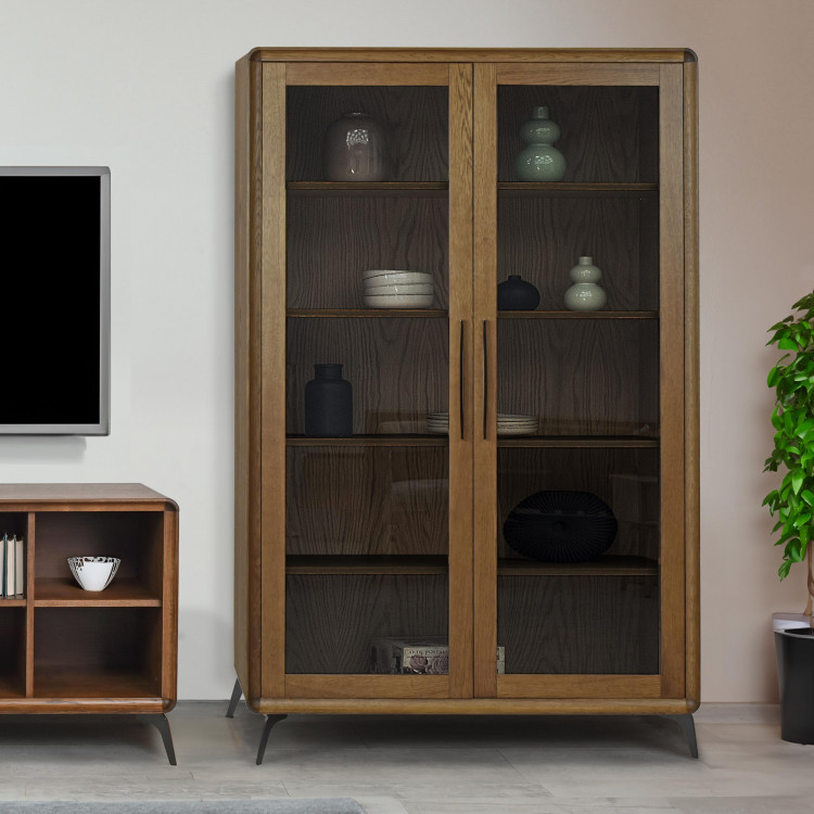 Dvojdverová vitrina Lisabon barva ořech , Vitríny- 2