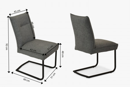 Židle s kovovýma nohama, šedá látka , Jídelní židle- 10