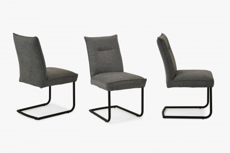 Židle s kovovýma nohama, šedá látka , Jídelní židle- 11