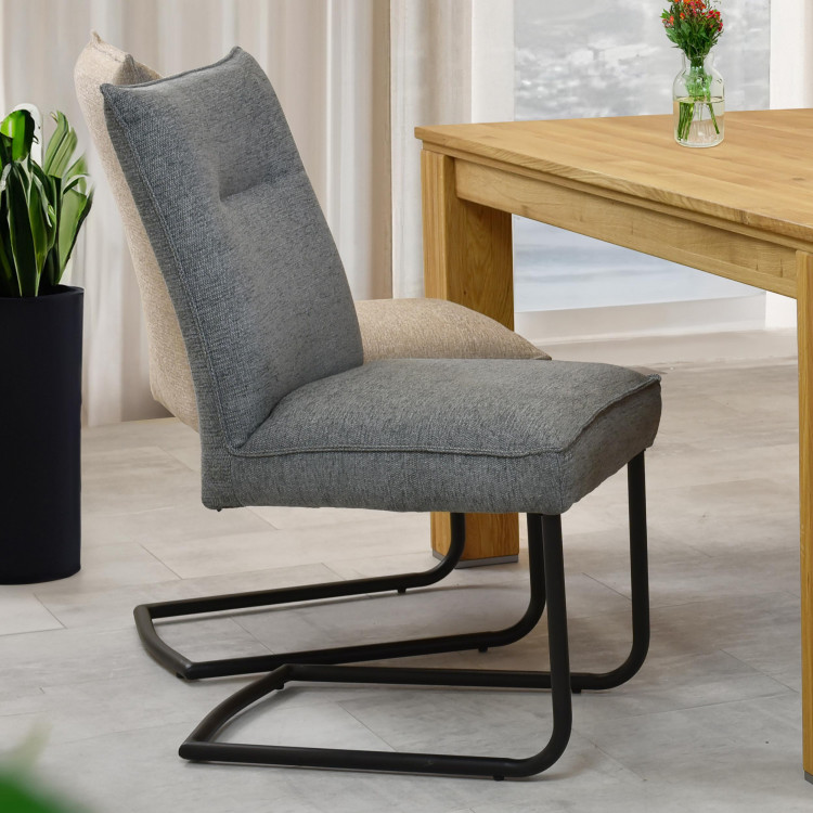 Židle s kovovýma nohama, šedá látka , Jídelní židle- 2