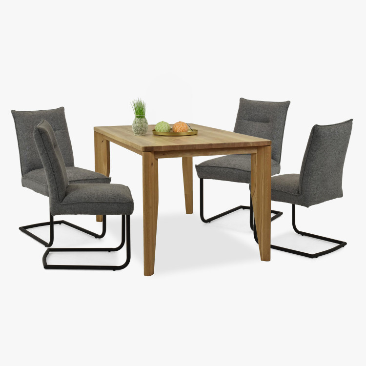 Židle s kovovýma nohama, šedá látka , Jídelní židle- 12