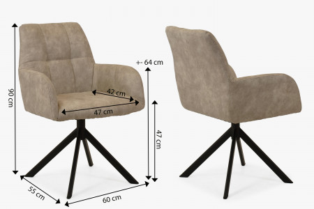 Křeslo s kovovýma nohama a otočným sedákem , Jídelní židle- 7