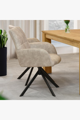 Křeslo s kovovýma nohama a otočným sedákem , Jídelní židle- 1 2