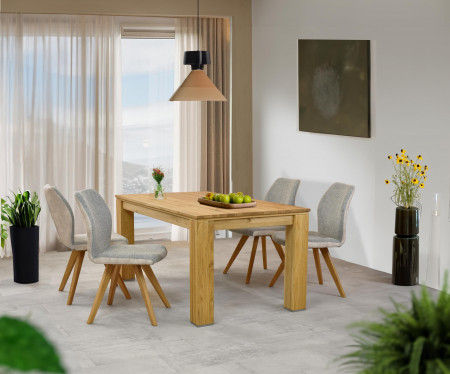 Šedá látková židle s dřevěnýma nohama , Jídelní židle- 8