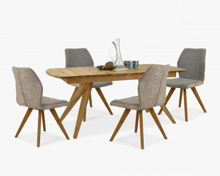 Šedá látková židle s dřevěnýma nohama , Jídelní židle- 9