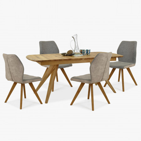 Šedá látková židle s dřevěnýma nohama , Jídelní židle- 6