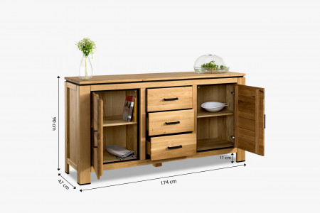 Dubová komoda s černými úchytkami , Komody- 7