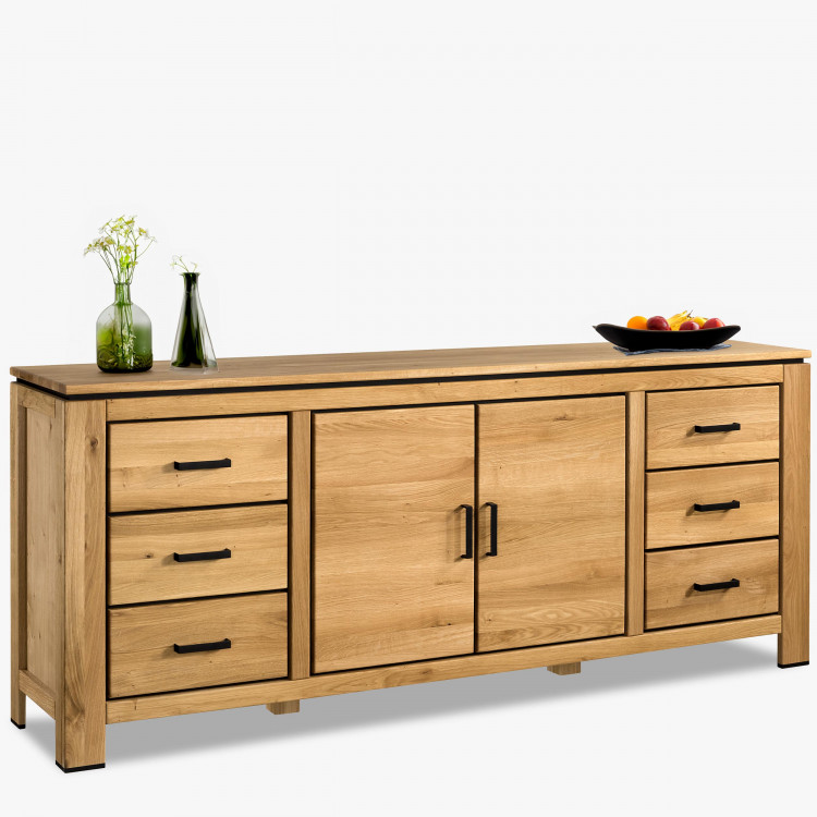 Dlhá dubová komoda s černými úchytkami , Komody- 1