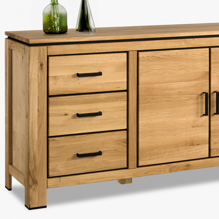 Dlhá dubová komoda s černými úchytkami , Komody- 6