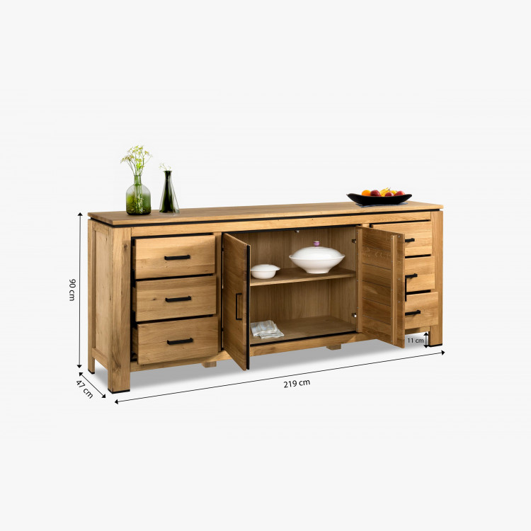 Dlhá dubová komoda s černými úchytkami , Komody- 7