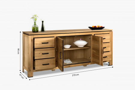 Dlhá dubová komoda s černými úchytkami , Komody- 7