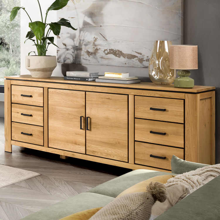 Dlhá dubová komoda s černými úchytkami , Komody- 3