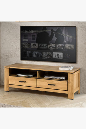 Dubová televizní komoda s černými úchyty , TV stolky, Tv Komody- 1 2