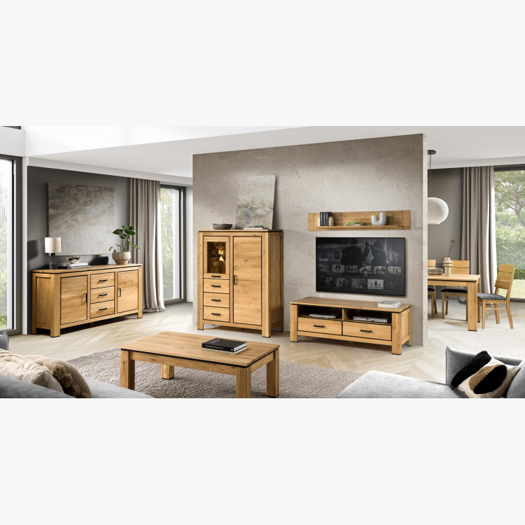 Dřevěná dvoudveřová vitrina se sklem , Kredence a príborníky- 9