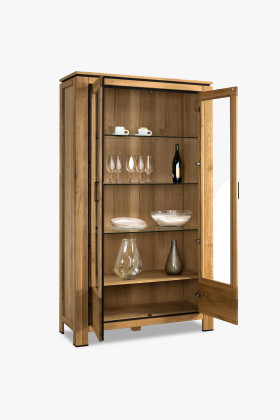 Dřevěná dvoudveřová vitrina se sklem , Kredence a príborníky- 1 2