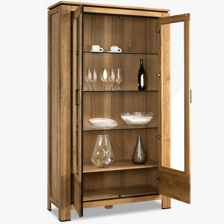 Dřevěná dvoudveřová vitrina se sklem , Kredence a príborníky- 2