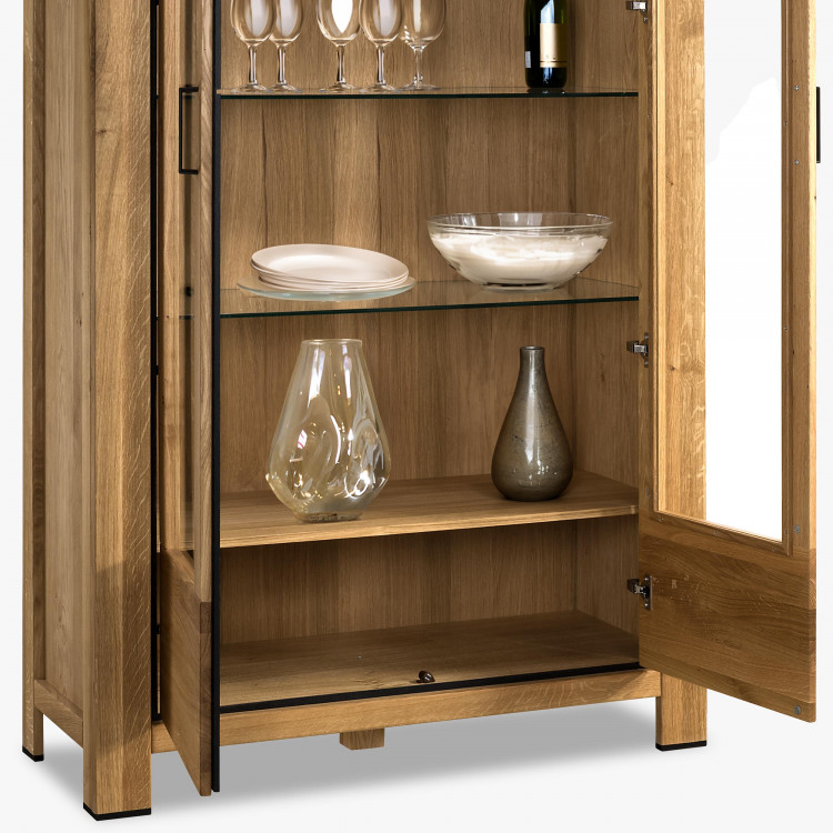 Dřevěná dvoudveřová vitrina se sklem , Kredence a príborníky- 6