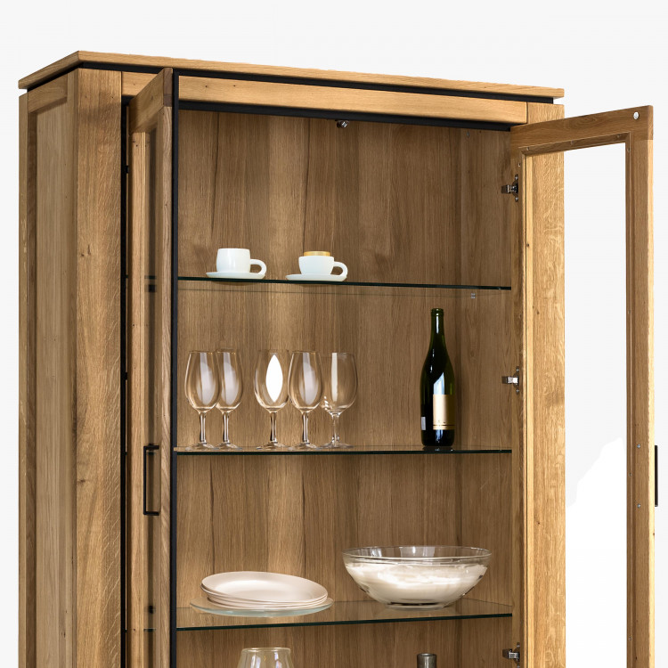 Dřevěná dvoudveřová vitrina se sklem , Kredence a príborníky- 4