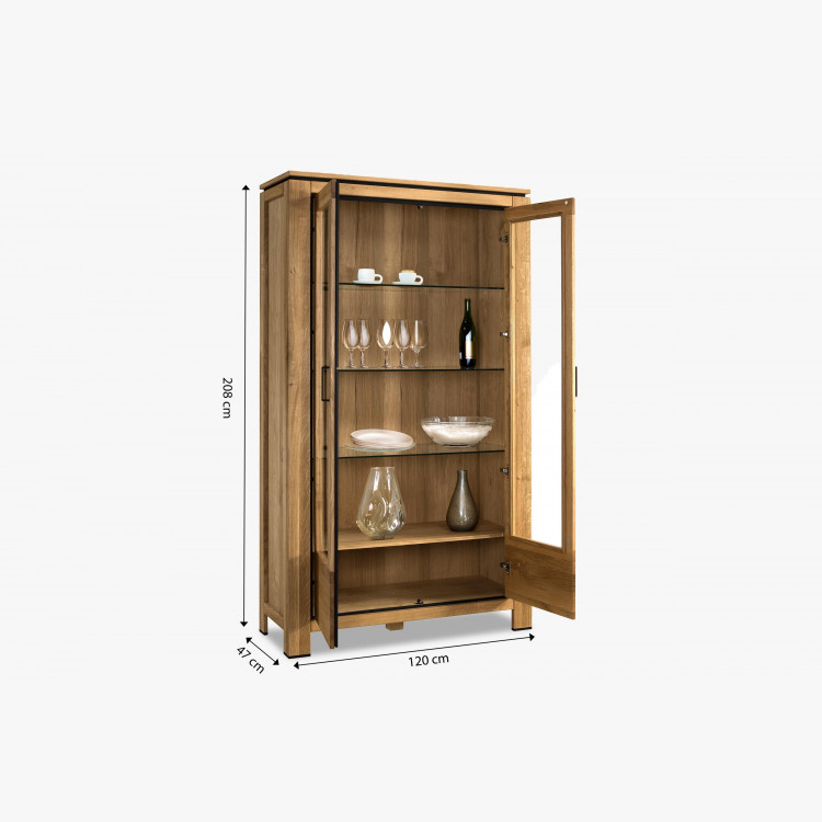 Dřevěná dvoudveřová vitrina se sklem , Kredence a príborníky- 10