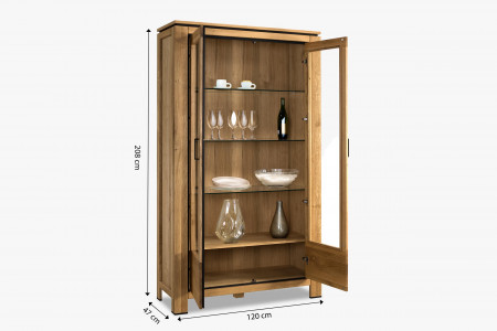 Dřevěná dvoudveřová vitrina se sklem , Kredence a príborníky- 10