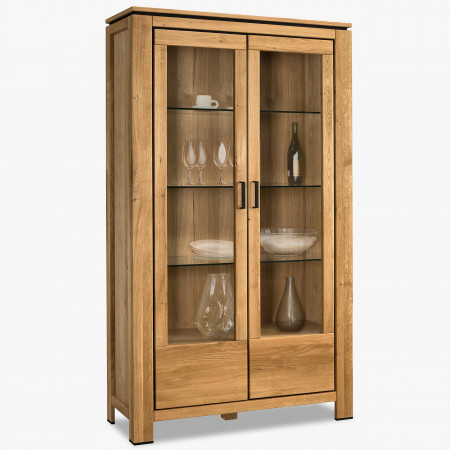 Dřevěná dvoudveřová vitrina se sklem , Kredence a príborníky- 1