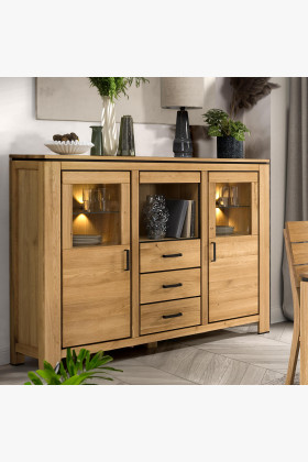 Dřevěný příborník ze dřeva dub , Kredence a príborníky- 1 2