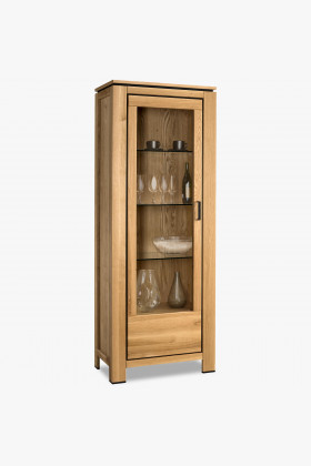 Eichen-Vitrine mit Glastür links, 1 Tür, New Line II