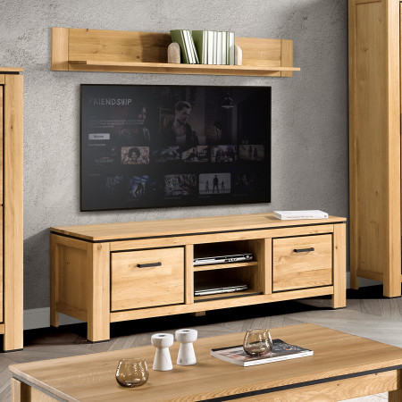 Dubová dlhá televizní komoda s černými úchyty , TV stolky, Tv Komody- 2