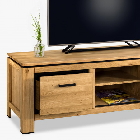 Dubová dlhá televizní komoda s černými úchyty , TV stolky, Tv Komody- 4