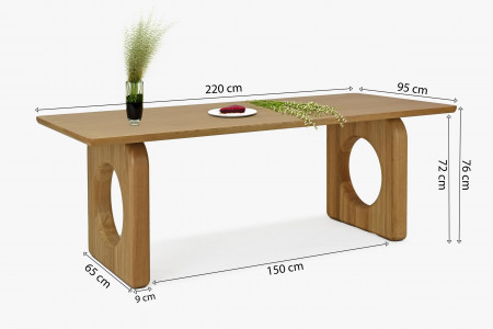 Designový jídelní stůl dub 220 x 95 cm , Jídelní stoly- 13