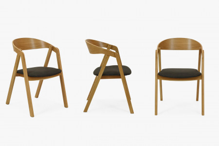 Stohovatelná dubová židle - tmavý sedák , Jídelní židle- 6