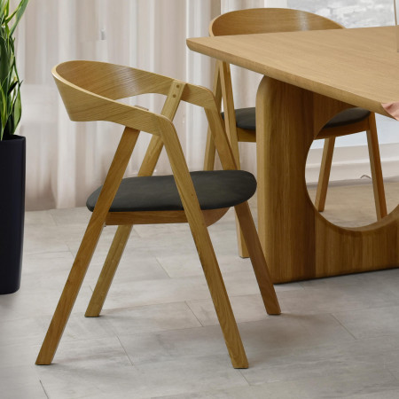 Stohovatelná dubová židle - tmavý sedák , Jídelní židle- 2