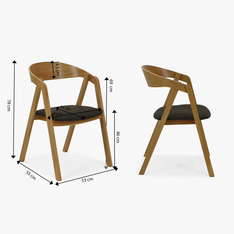 Stohovatelná dubová židle - tmavý sedák , Jídelní židle- 8