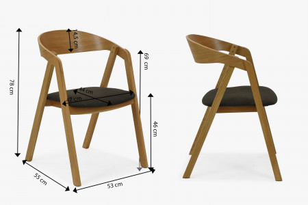 Stohovatelná dubová židle - tmavý sedák , Jídelní židle- 8