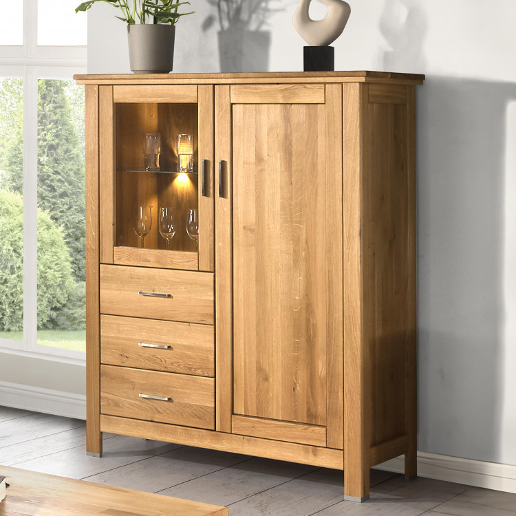 Dubová komoda so sklom, Alexandra 45 , komody - 1