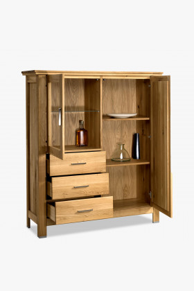 Dubová komoda so sklom, Alexandra 45 , komody - 1 2