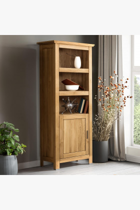 Dřevěný dubový regál s dvířky, Alexandra 14 , Vitríny- 1