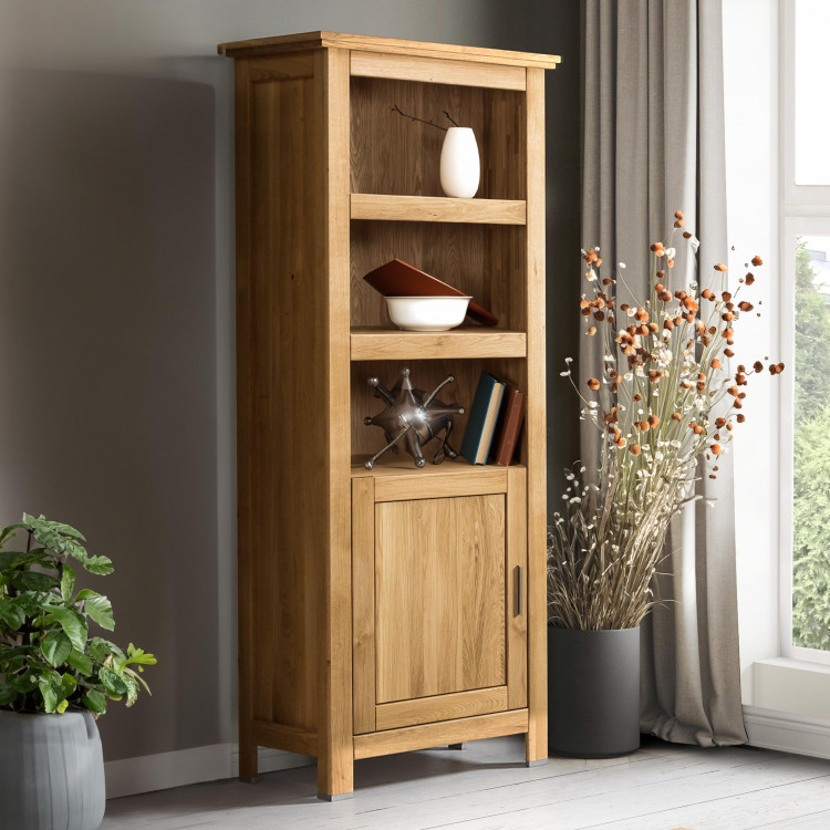 Dřevěný dubový regál s dvířky, Alexandra 14 , Vitríny- 1