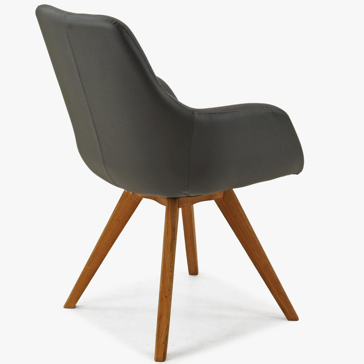 Otočné křeslo s dřevěnýma nohama, antracit , Jídelní židle- 3