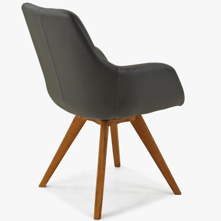 Otočné křeslo s dřevěnýma nohama, antracit , Jídelní židle- 3