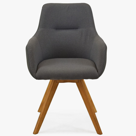 Otočné křeslo s dřevěnýma nohama, antracit , Jídelní židle- 4