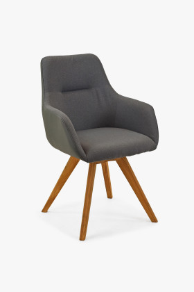 Drehbarer Sessel Anthrazit mit Eichenholzbeinen, FSC