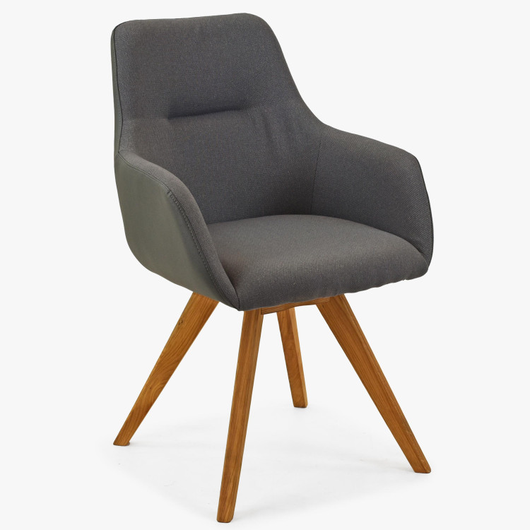 Otočné křeslo s dřevěnýma nohama, antracit , Jídelní židle- 1