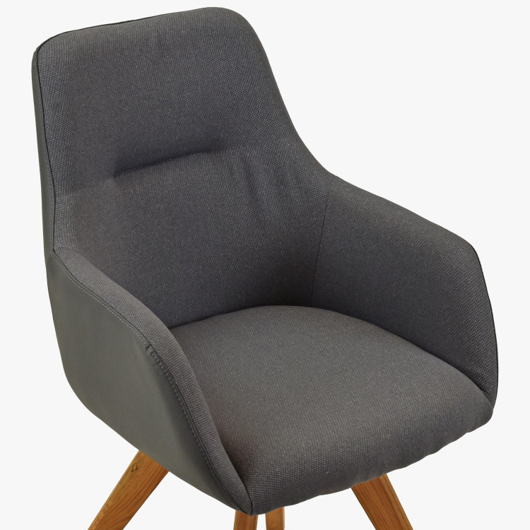 Otočné křeslo s dřevěnýma nohama, antracit , Jídelní židle- 6