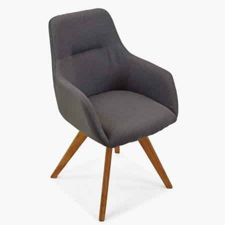 Otočné křeslo s dřevěnýma nohama, antracit , Jídelní židle- 2