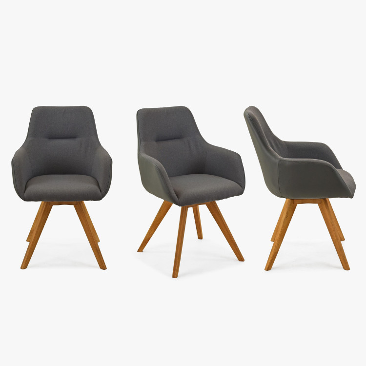 Otočné křeslo s dřevěnýma nohama, antracit , Jídelní židle- 7